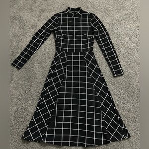 Gridded Black Dress